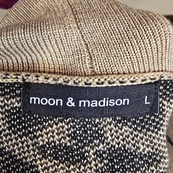 Women's Moon & Madison Cheetah Print Open Knit Sweater Cardigan | Size Large - Picture 10 of 12